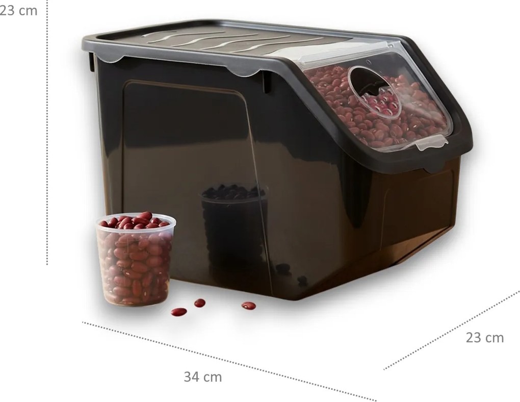 VILDE Skladovací čierny box na cibuľu a zemiaky, čierne veko (13l)