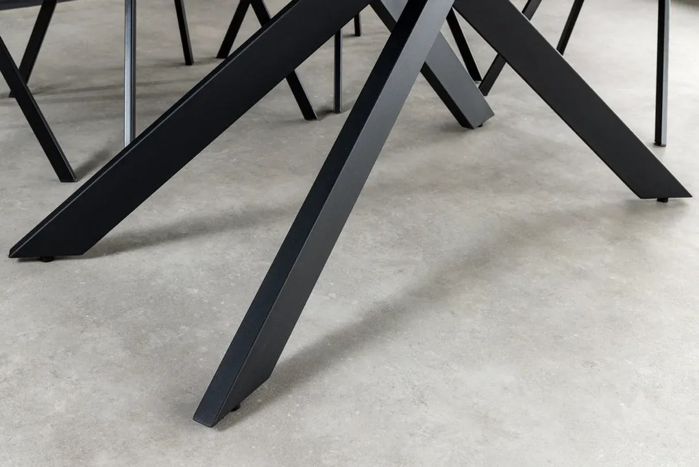 Jedálenský stôl 160 - 200 cm v antracitovom mramorovom vzhľade