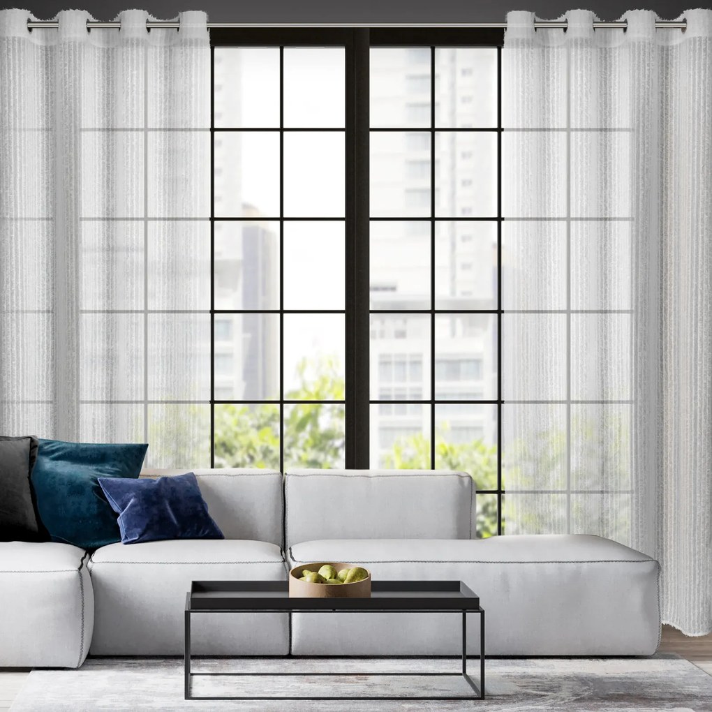 ZÁVES NA KRÚŽKOCH EVA MINGE TIFFANY 135X250 CM BIELA