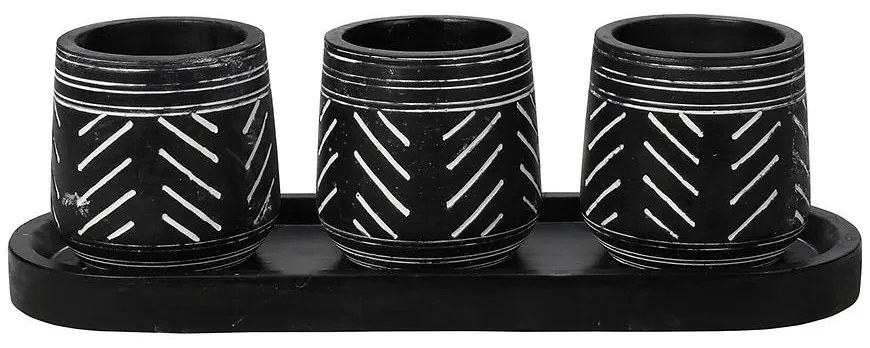 Kvetináč s podnosom 8x8x8cm čiernobiely