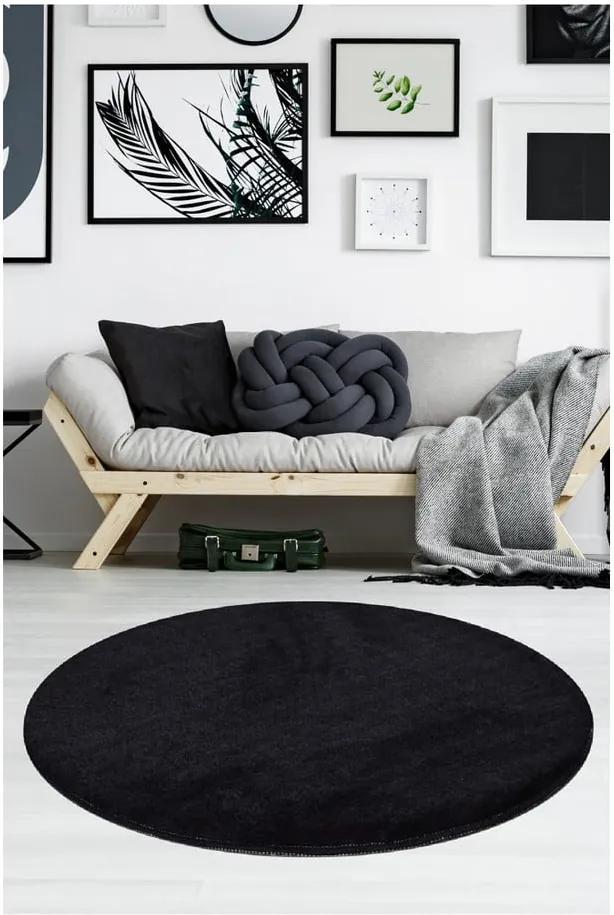 Čierny koberec Milano, ⌀ 90 cm
