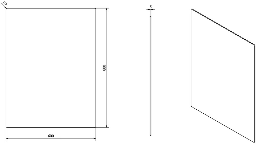 Sapho Sapho, PLAIN zrkadlo 60x80cm, zaoblené rohy, bez uchytenia, 1501-26