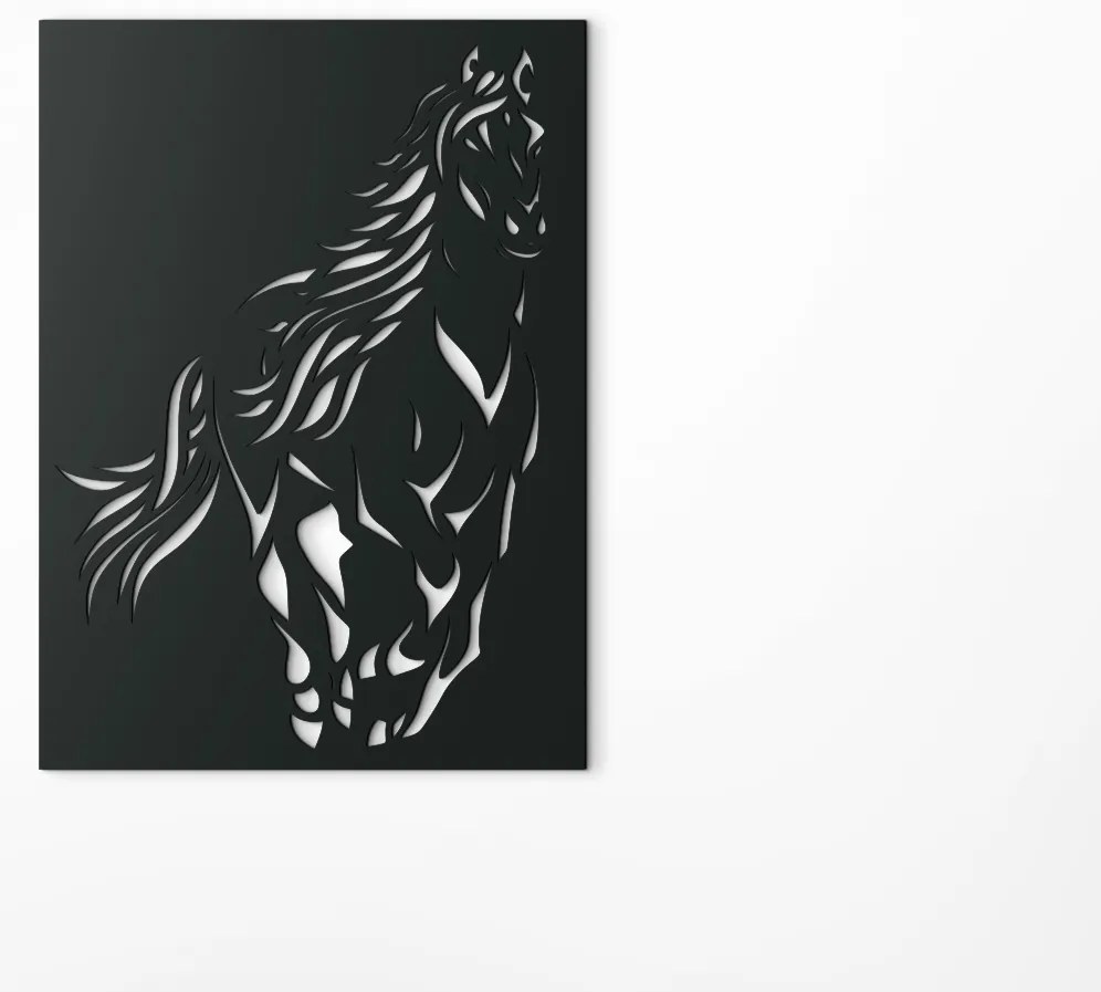 drevko 3D obraz na stenu Cválajúci kôň Rozmer obrazu: 44,5 x 32,5 cm, Farba dekorácie: Čierna