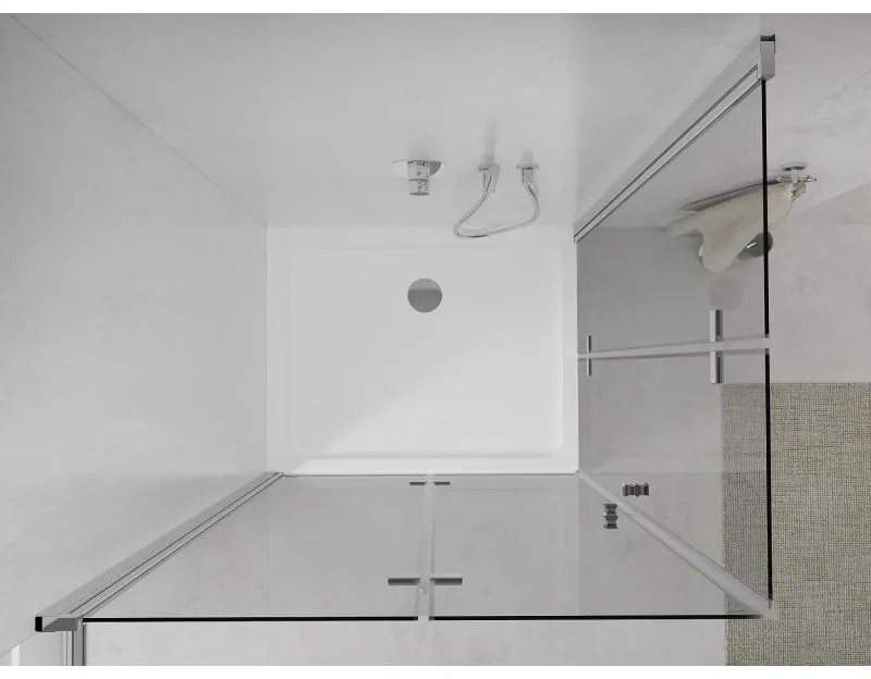 Mexen Lima Duo, sprchový kút so skladacími dverami 80 (dvere) x 70 (dvere) cm, 6mm číre sklo, chrómový profil + slim sprchová vanička biela + chrómový sifón, 856-080-070-01-02-4010