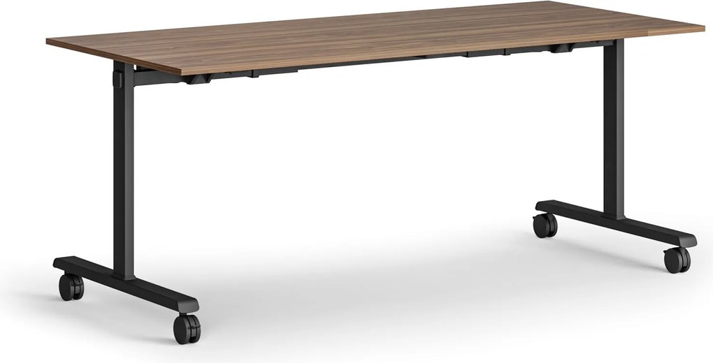 Mobilný stôl MATCH, 180x80 cm, čierna podnož, orech