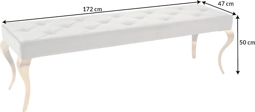 Dizajnová lavica Rococo 172 cm sivá / zlatá