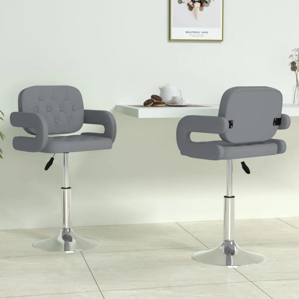 Otočné jedálenské stoličky 2 ks sivé umelá koža