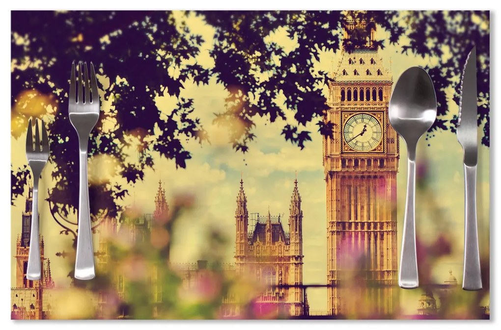 Sablio Prestieranie Londýn Big Ben Flowers: 40x30cm