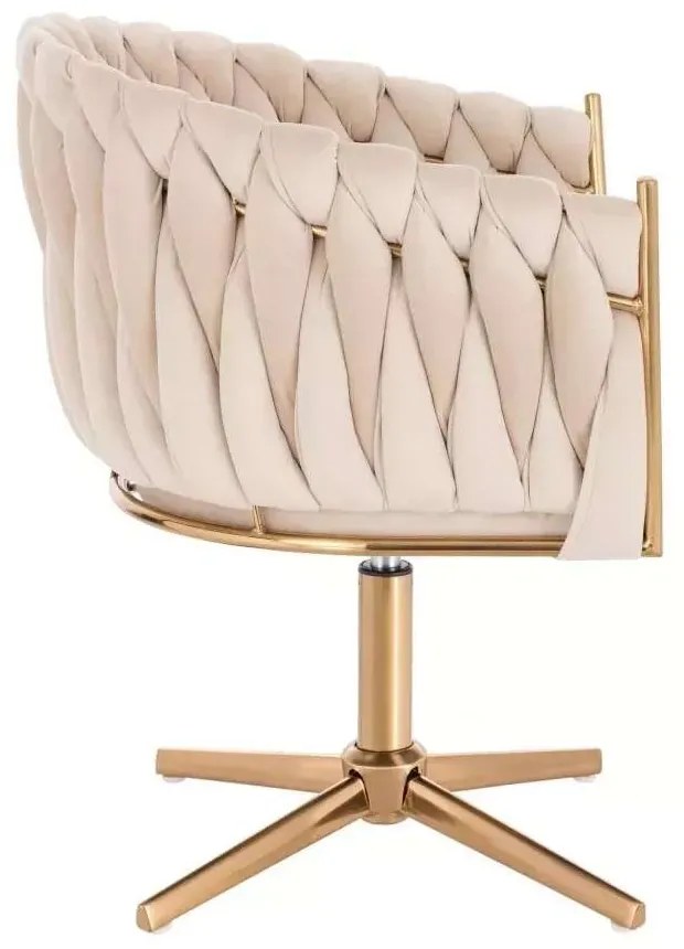 LuxuryForm DESIGN Kreslo NORDEN VELUR na zlatom kríži - krémové
