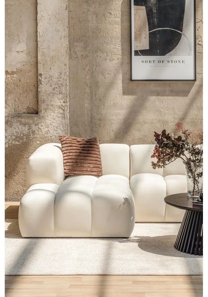 Taupe zamatová rohová pohovka (pravý roh/s leňoškou) Cube – Bonami Selection