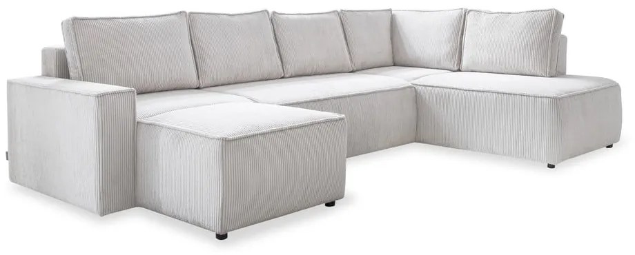 Biela menčestrová rozkladacia rohová pohovka (pravý roh/do tvaru "U") Brave Dave – Miuform