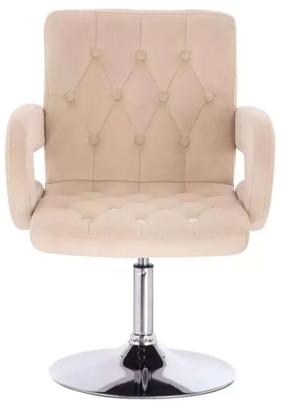 LuxuryForm DESIGN Stolička BOSTON VELUR na striebornom tanieri - krémová