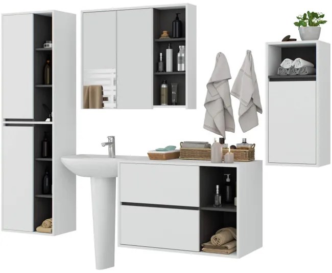 Kúpeľňová zostava VAMI biela / sivá / grafitová