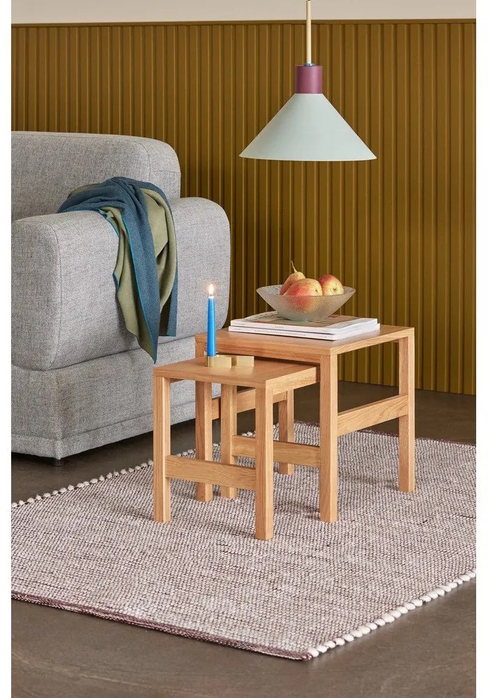 Odkladacie stolíky v dekore duba v súprave 2 ks 40x40 cm Puzzle – Hübsch