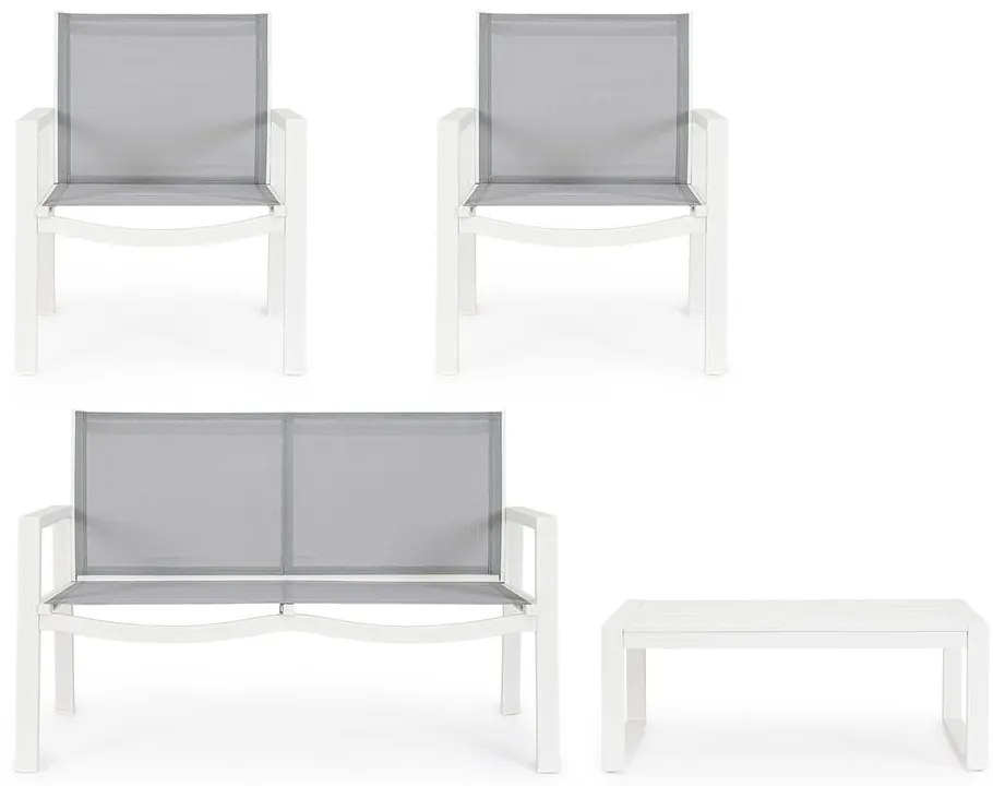 Biela hliníková záhradná lounge súprava pre 4 Kallen – Bizzotto
