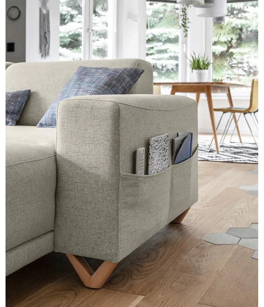 Béžová rozkladacia/s úložným priestorom rohová pohovka (ľavý roh/do tvaru "U") Classy Sophie – Miuform