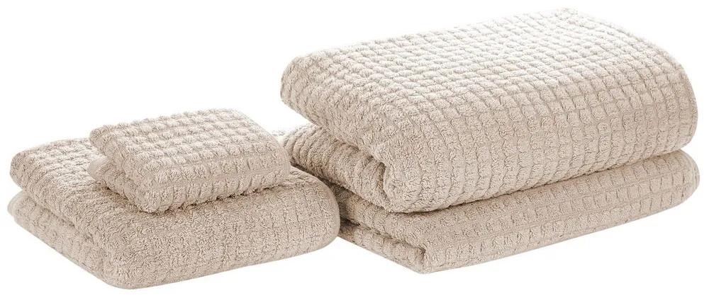 Sada 4 bavlnených uterákov béžová ATAI Beliani