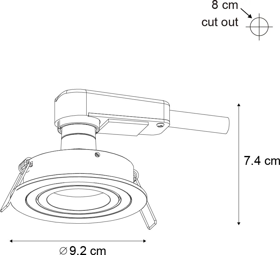 Moderné zapustené bodové svetlo tmavosivé GU10 50 mm okrúhle výkyvné - Rondoo