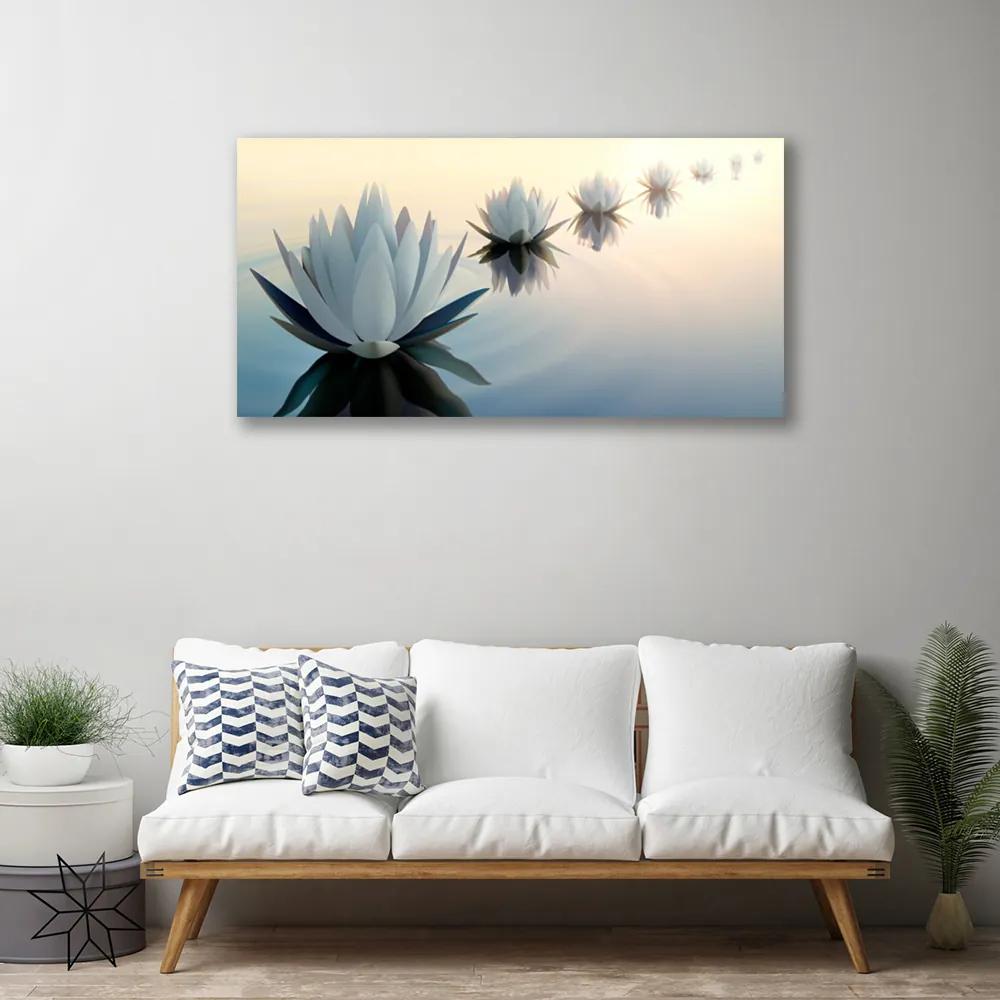 Obraz Canvas Vodné lilie biely lekno 125x50 cm