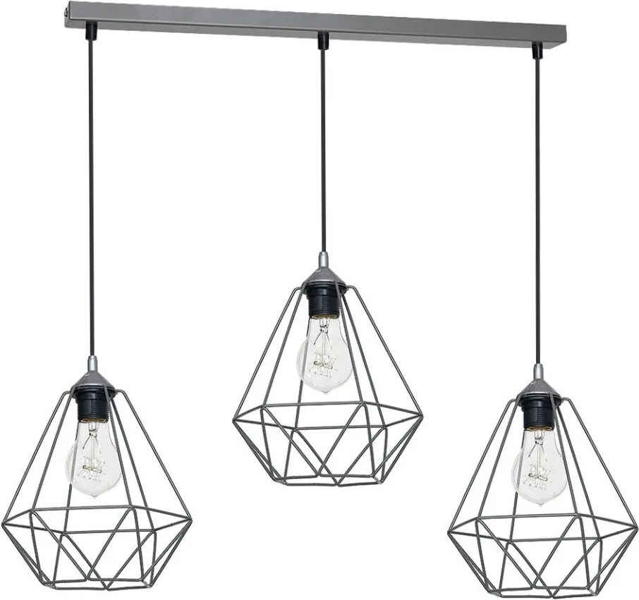 Závesné svietidlo BASKET 3xE27/60W/230V šedá