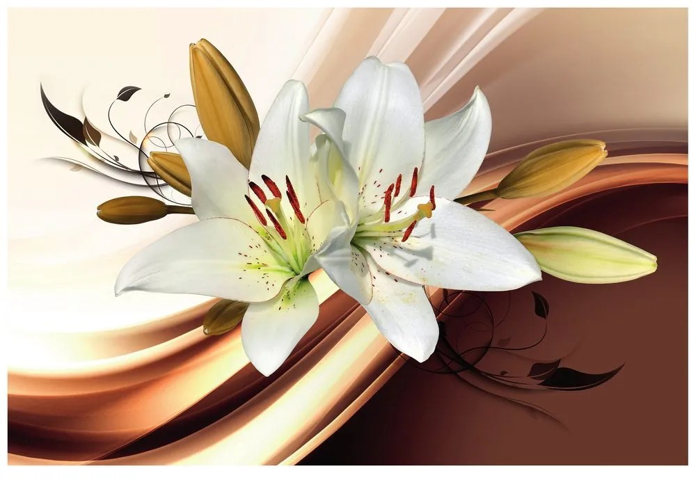 Tapeta decentná ľalia na abstraktnom pozadí