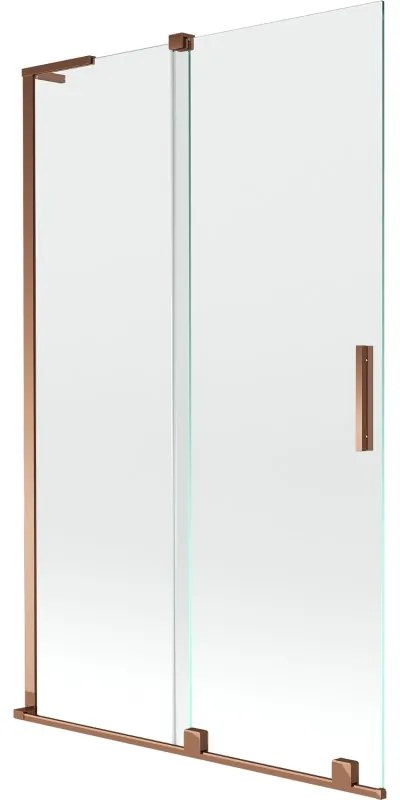 Mexen Velar L, 2-krídlová posuvná vaňová zástena 110 x 150 cm, 8mm číre sklo, ružové zlato, 896-110-003-01-60