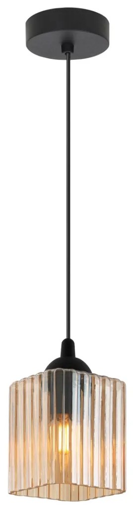 Závesné svietidlo Riffle Square, 1x medové sklenené tienidlo, b