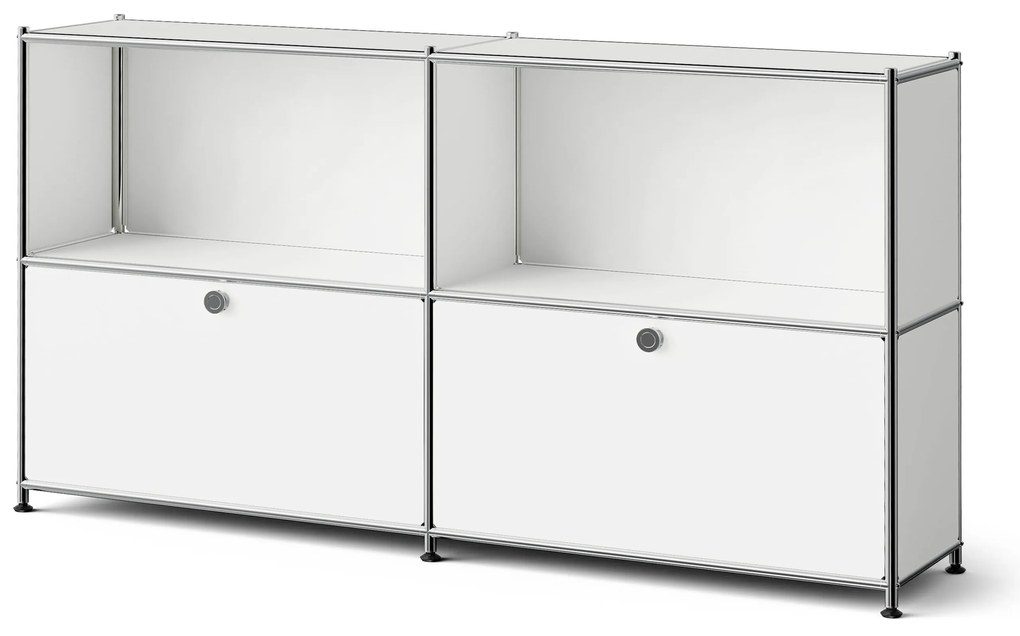 Kovový regál »CN3 Slim Line« s 2 nastaviteľnými výklopnými priečinkami, biely