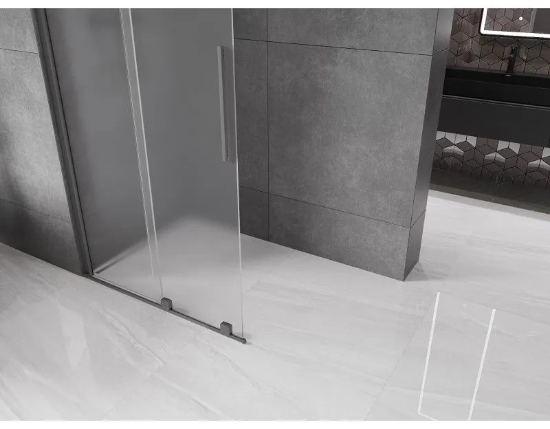 Mexen Velar, sprchová zástena s posuvnými dverami Walk-in 120 x 200 cm, 8mm sklo námraza, brúsený grafit, 871-120-000-33-95