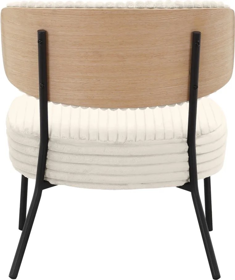 Krémovobiele menčestrové kreslo s podnožkou Jerry – Støraa