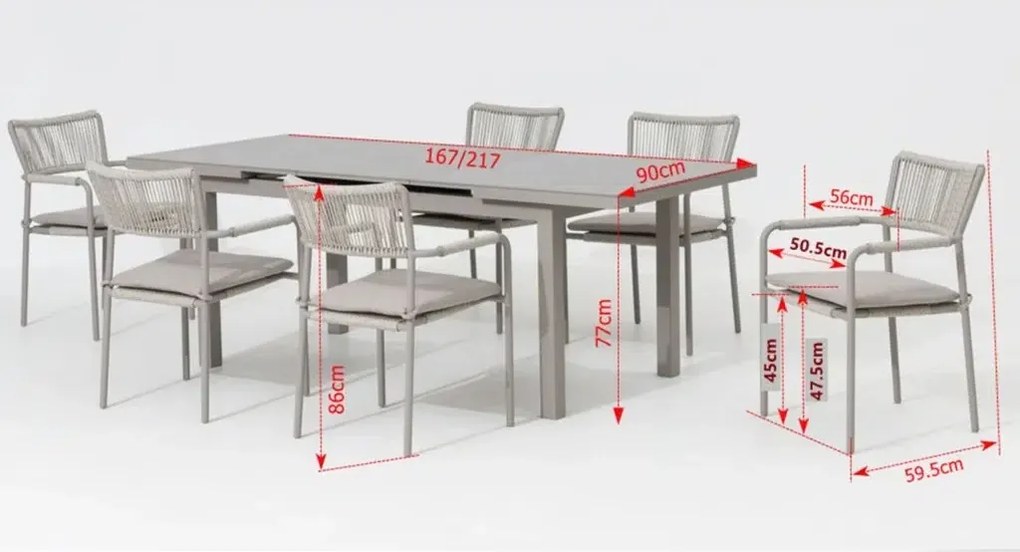 Jedálenská súprava VELIA béžová, 6+1