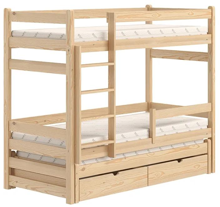 Detská posteľ poschodová s výsuvným lôžkom Alis PPV 018 - Borovica, 80x180