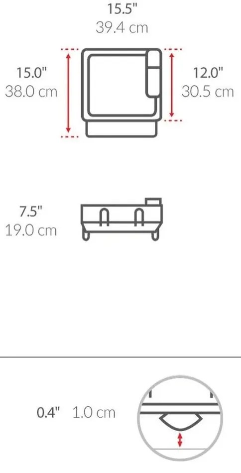 Simplehuman Odkvapkávač na riad Compact, oceľ, plast, FPP, biela