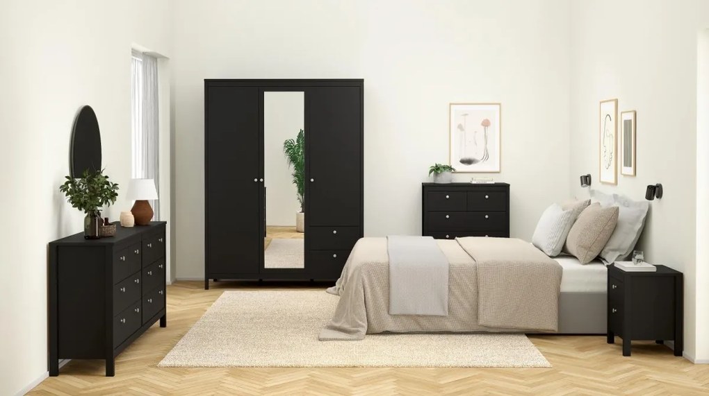 Šatníková skriňa Realty 150 cm so zrkadlom čierna