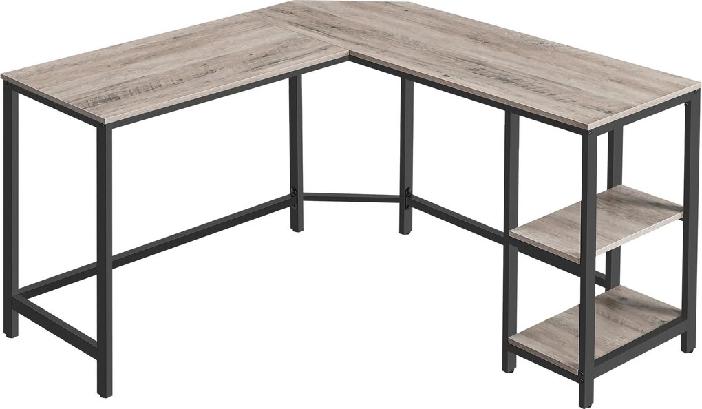 XXXLutz ROHOVÝ PÍSACÍ STÔL, sivý dub, čierna, 138/138/76 cm Boxxx - Online Only kancelárie - 002543006908