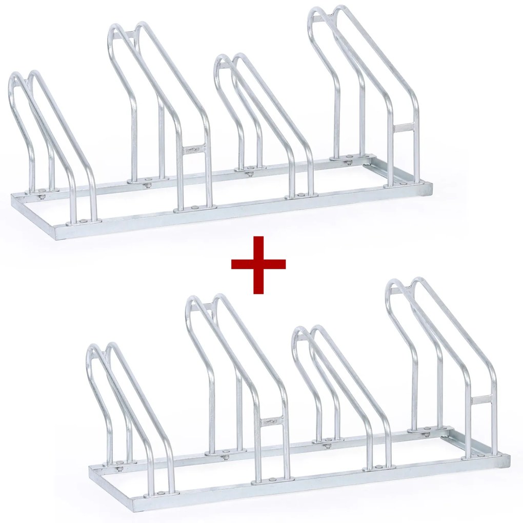 Stojan na bicykle na zem 1+1 ZADARMO, dve šírky kolies 55 a 80 mm, 4 státia