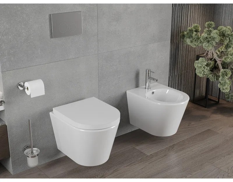 Mexen Rico závesné wc Rimless s toaletným sedátkom z duroplastu, biela - 30720200