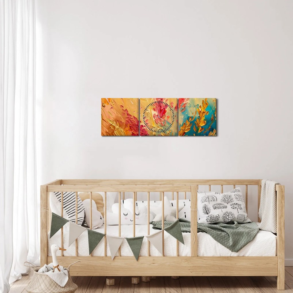 Obraz - Maľba poľa (s hodinami) (90x30 cm)