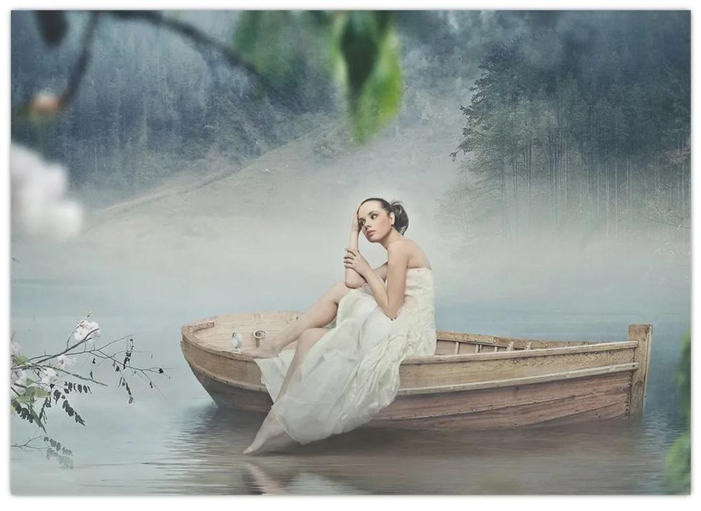 Obraz - Žena na loďke (70x50 cm)