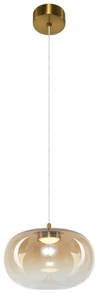 Závesné svietidlo Vaso, 1x jantárové sklenené tienidlo, (fi 18cm), g