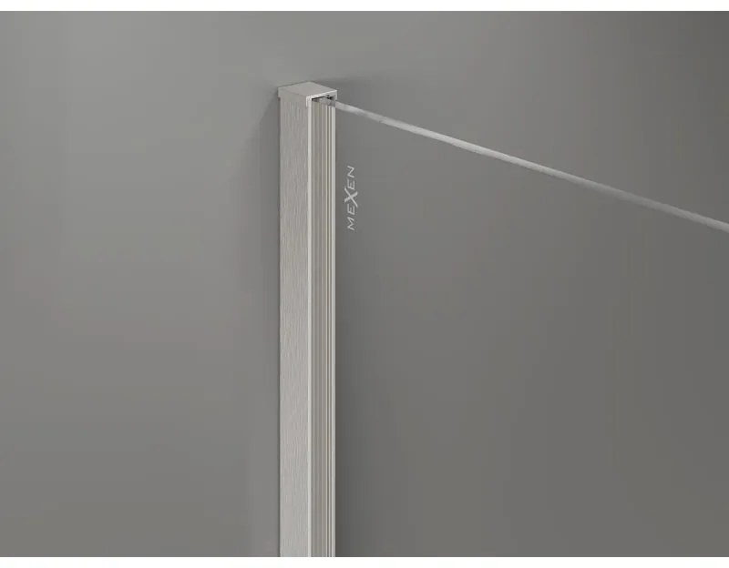 Mexen, Mexen Kioto-X sprchová stena 90 x 200 cm, priehľadná 10 mm, brúsený nikel - 800-090-101-97-00-X