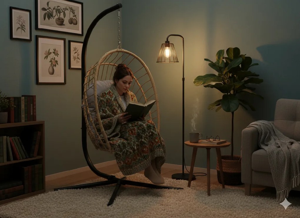 CH ERIS BROWN SKLADACIA ZÁVESNÁ STOLIČKA, VANKÚŠ – ŠEDÁ, RÁM – ČIERNY