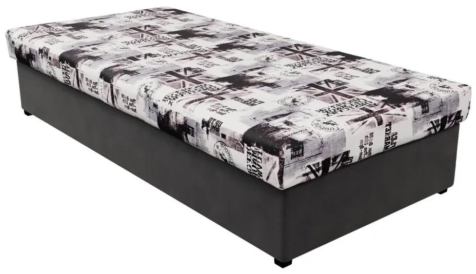 Posteľ s pružinovou matracou a úložným priestorom NOE 90x200 sivá/čierna