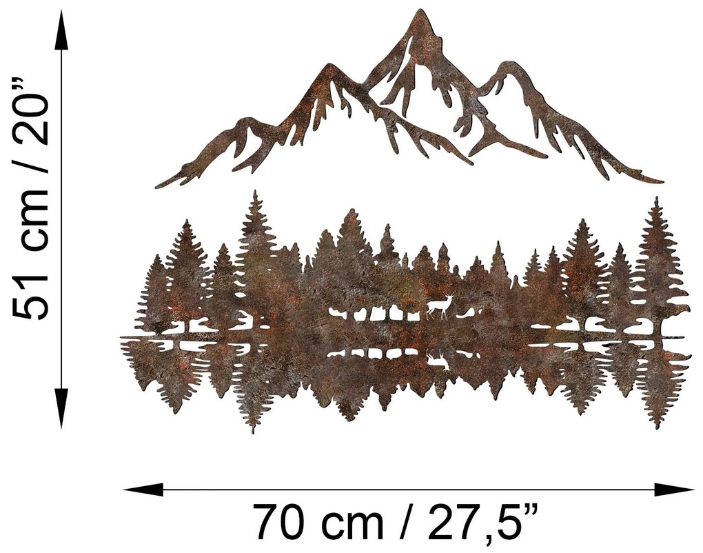 Nástenná kovová dekorácia Krajina 2 viacfarebná