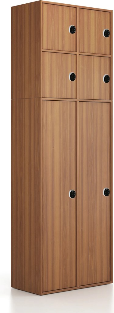 Nadstavba pre skrine FRAME, 4x dvere, 872 x 450 x 854 mm, kódový zámok, orech