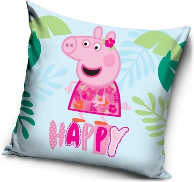 Povlak na vankúš Prasiatko Peppa - Peppa Pig - motív happy - 40 x 40 cm