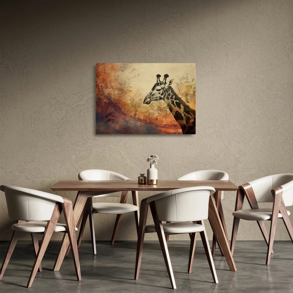 Sklenený obraz - Žirafa, maľba (70x50 cm)