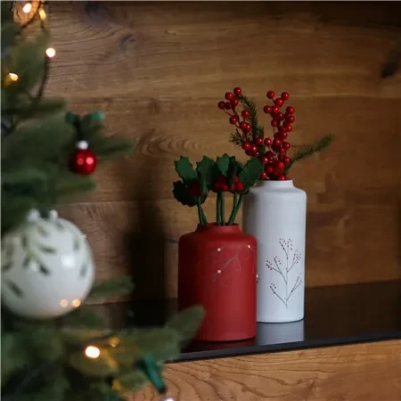 Sklenená biela váza s dekorom cezmíny