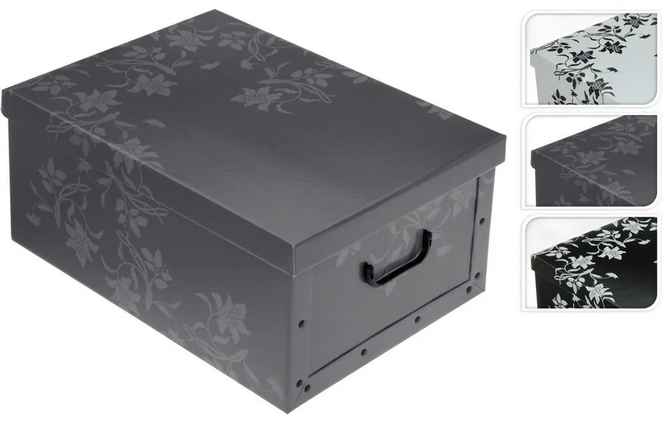 Úložný box s vekom Ornament 51 x 37 x 24 cm, biela