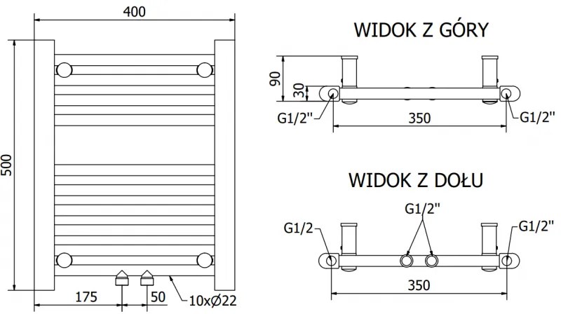 Mexen Mars, elektrické vykurovacie teleso 500 x 400 mm, 300 W, čierna, W110-0500-400-6300-70